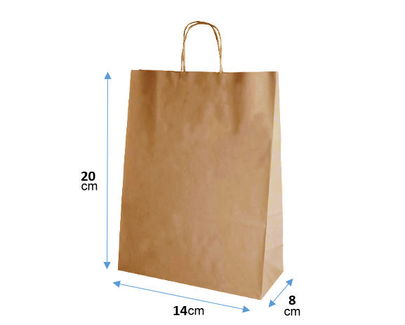 Miniatura: $ 290 +iva Bolsa Papel Kraft 14x20x8 Serigrafia 1 color 1 cara 500unid