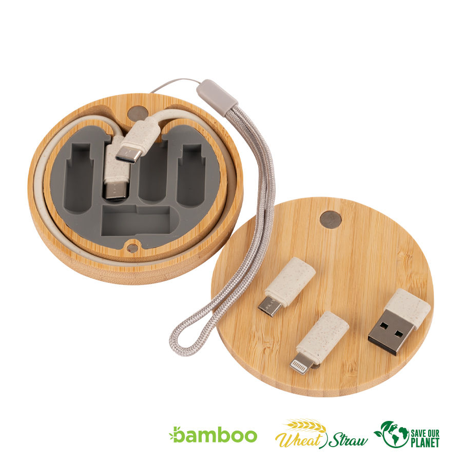 Miniatura: $ 7.990+ iva Multicargador Bambu y trigo 6 en 1 Logo 25 unid