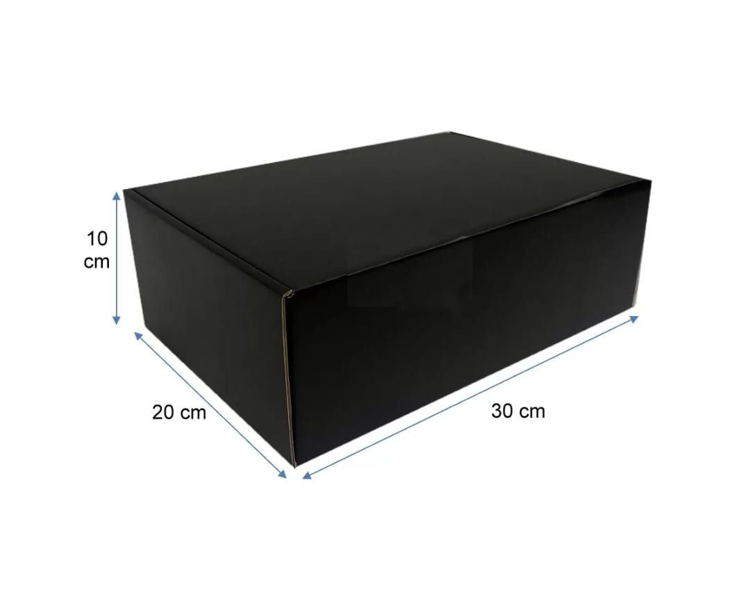 $ 1190 + iva Caja Autoarmable Negra Lujo 30x20x10 Serigrafia 100 unid