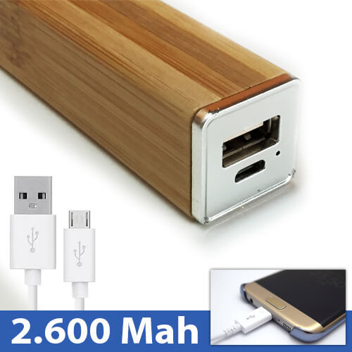 Miniatura: $ 10.990 + iva Power Bank Bambú 2600m BP4 Grabado Láser 50 unid