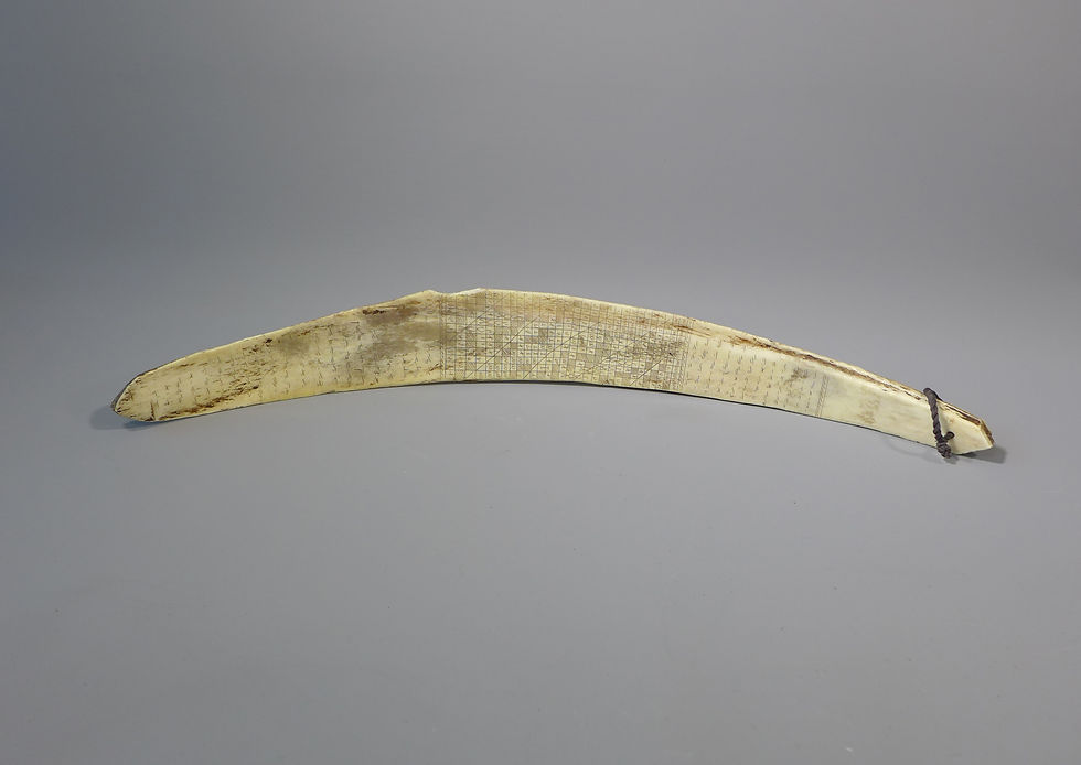 Antique tribal Batak Shamans Astrological Calendar Cared Buffalo Rib Bone back