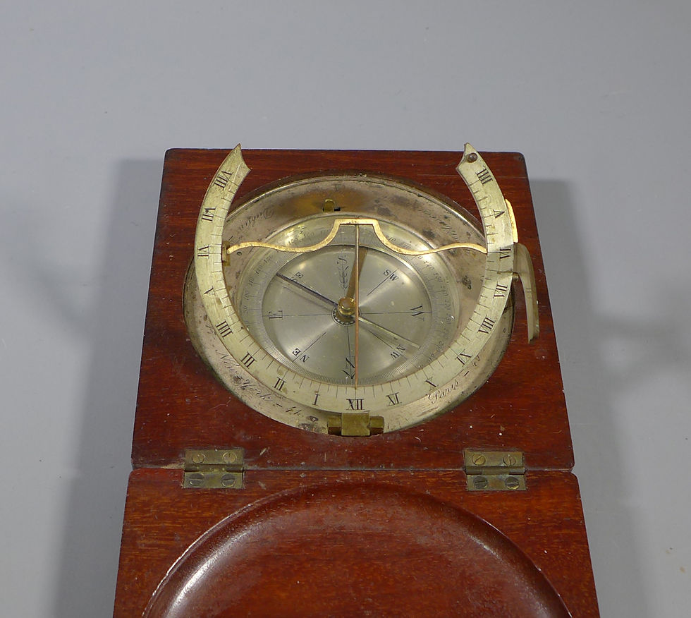 Thumbnail: Antique 19th C. Mahogany Cased Equinoctial Compass Sundial #5
