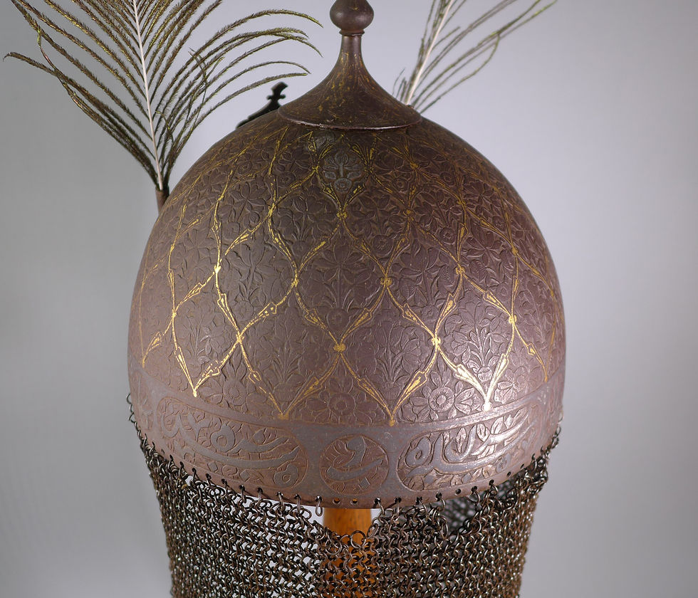 Thumbnail: Rare Indo Persian Matching  Kulah Khud Helmet and Dhal shield