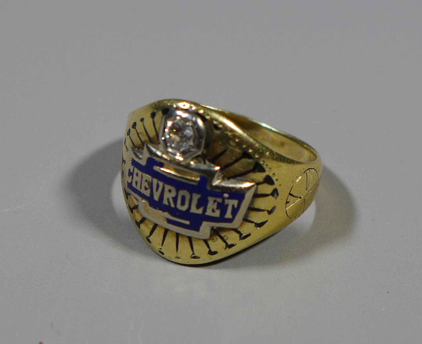 Rare American Gold Diamond Chevrolet Signet Ring Chicago Auto Show 1926 main