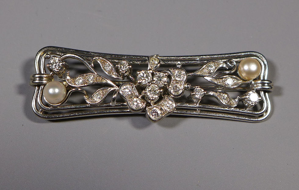 Vintage 14ct White Gold Diamond and Pearl Brooch Sander Koln #1