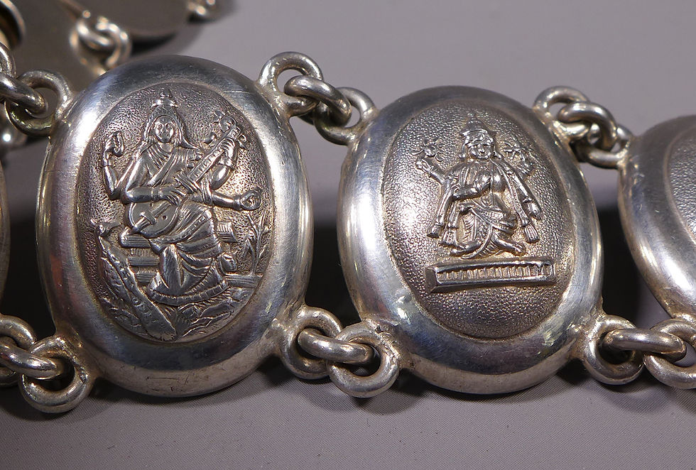 Thumbnail: Fine Antique Indian Silver Belt 25 Panels Decorated with Deities #3