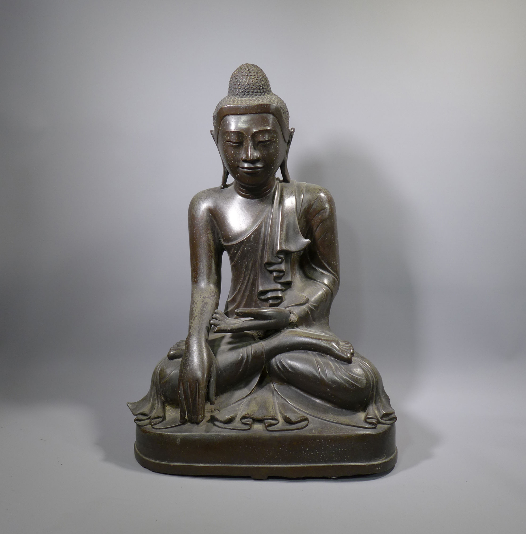 Large Heavy Antique Cast Bronze Buddha Sculpture front #1