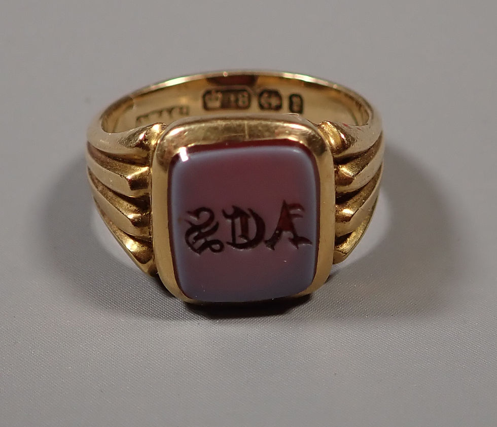 18ct Gold Hard stone Mounted Signet Ring 1898 Size 0 #2