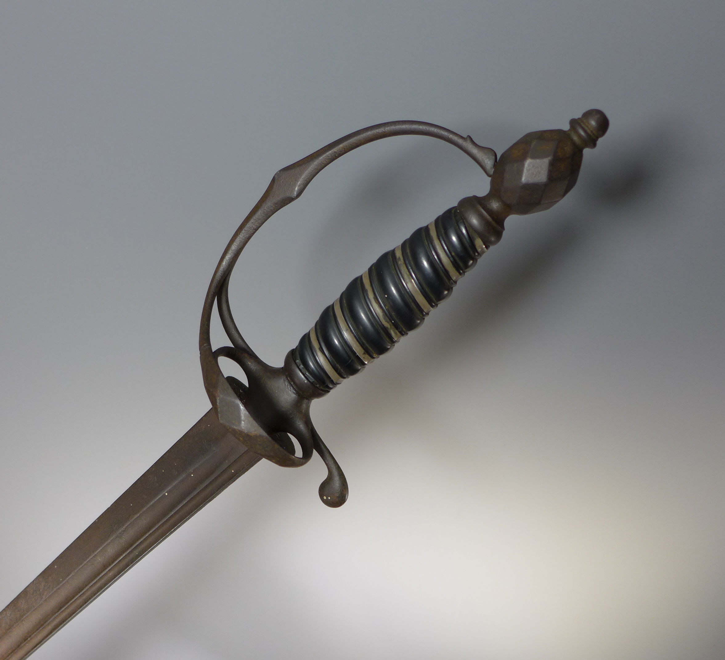 British Hanger Sword 1775-1785. Ebony grip with silver wire #1 #4