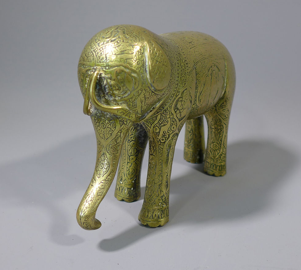 Thumbnail: Antique 18th/19th C. Persian Qajar Cast Bronze/Brass Figure of an Elephant