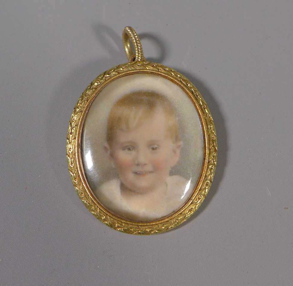 Fine Edwardian Antique Gold Glazed Photograph Locket Pendant 1909 #1