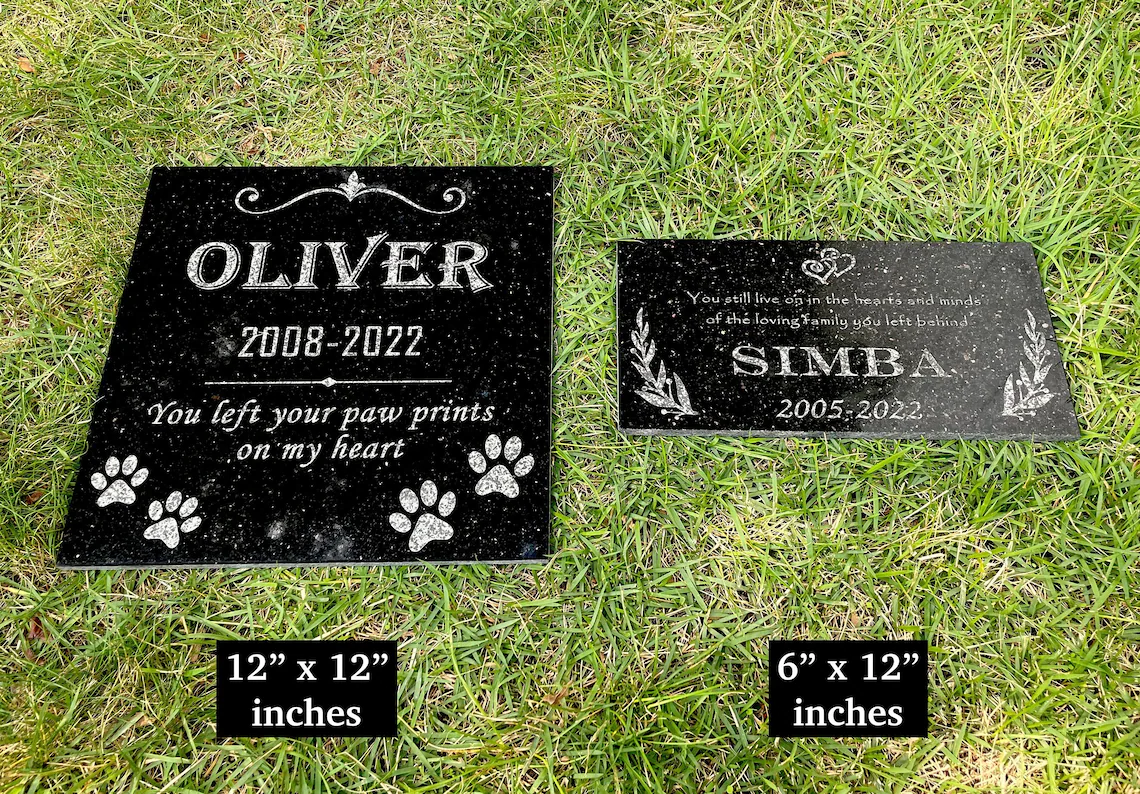 Thumbnail: Pet Memorial Stone Black Granite, Personalized Dog Memorial, Pet Grave Marker