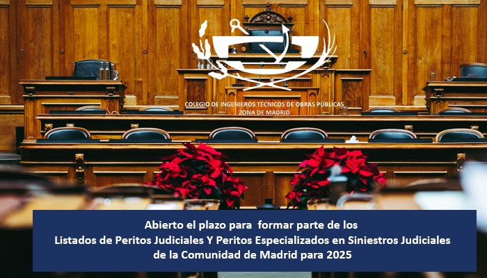 Forma parte de los Listados de Peritos Judiciales Y Peritos Especializados en Siniestros Judiciales de la Comunidad de Madrid para 2025