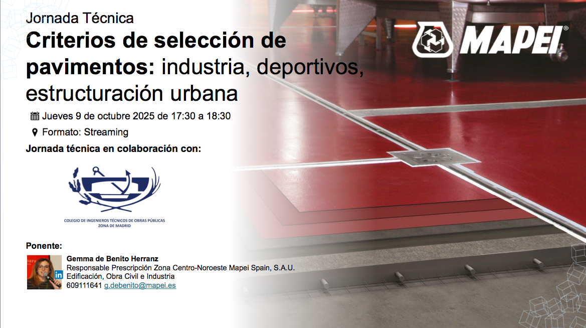 Jornada Técnica Criterios de selección de pavimentos: industria, deportivos, estructuración urbana