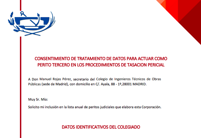 Formulario de inscripción en las listas de peritos terceros de la Agencia Tributaria
