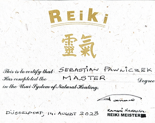 Reiki Master certificate – Master level certification in the Usui Reiki system