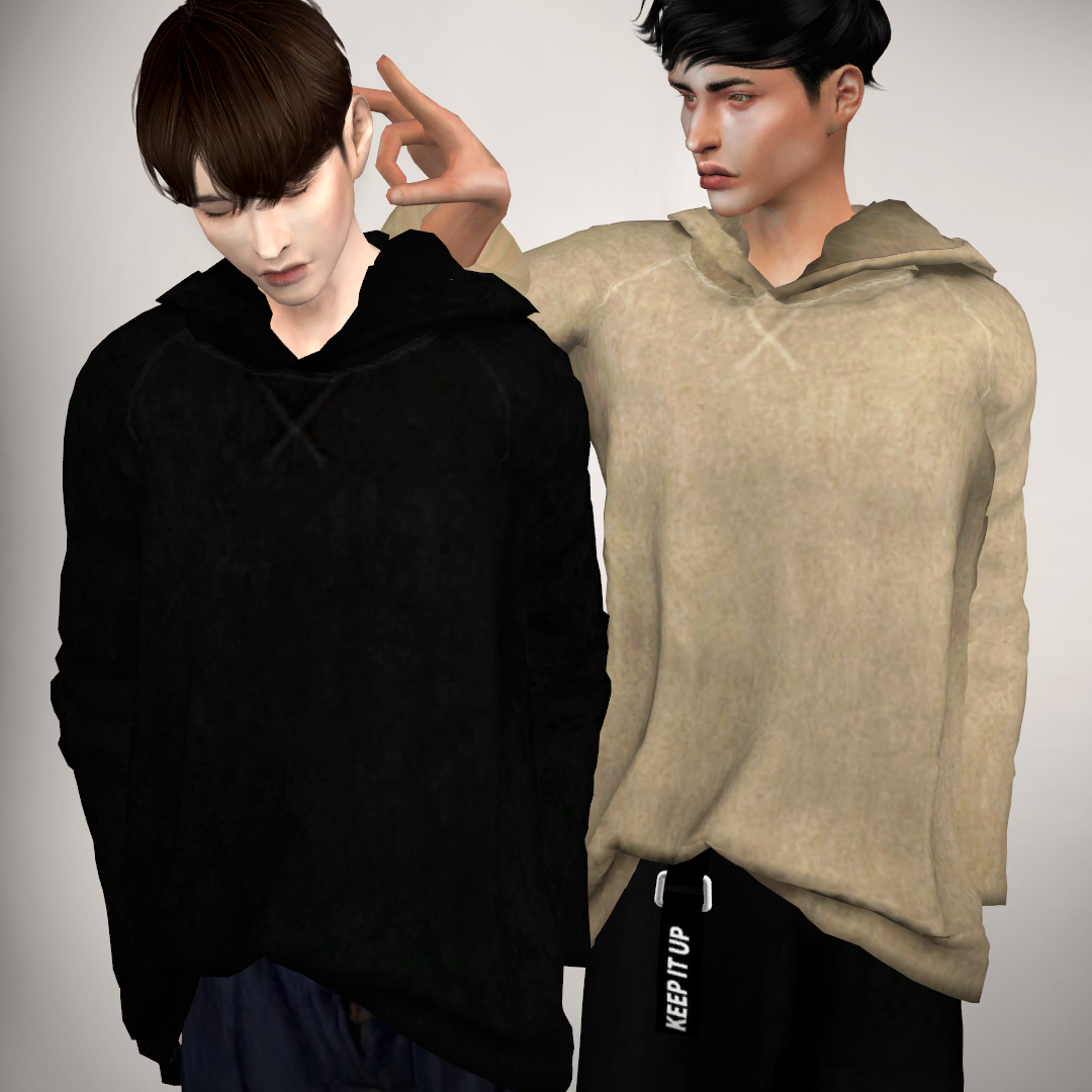 wide sleeve raglan hoodie & long loose fit pants