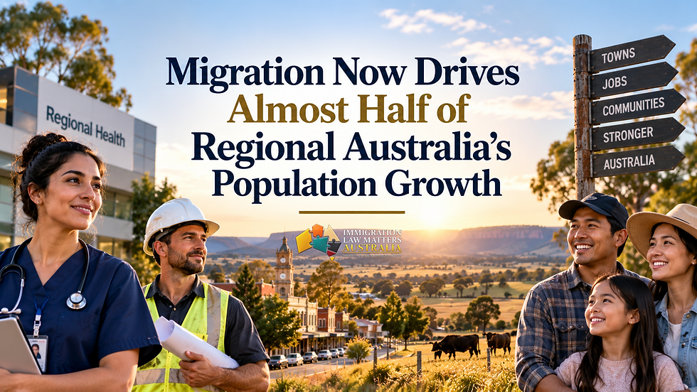 Regional migration Australia 2026 showing migrant workers and families contributing to regional population growth
