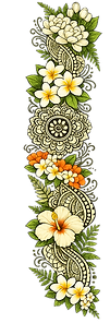 Hawaiian flower henna border design_edit
