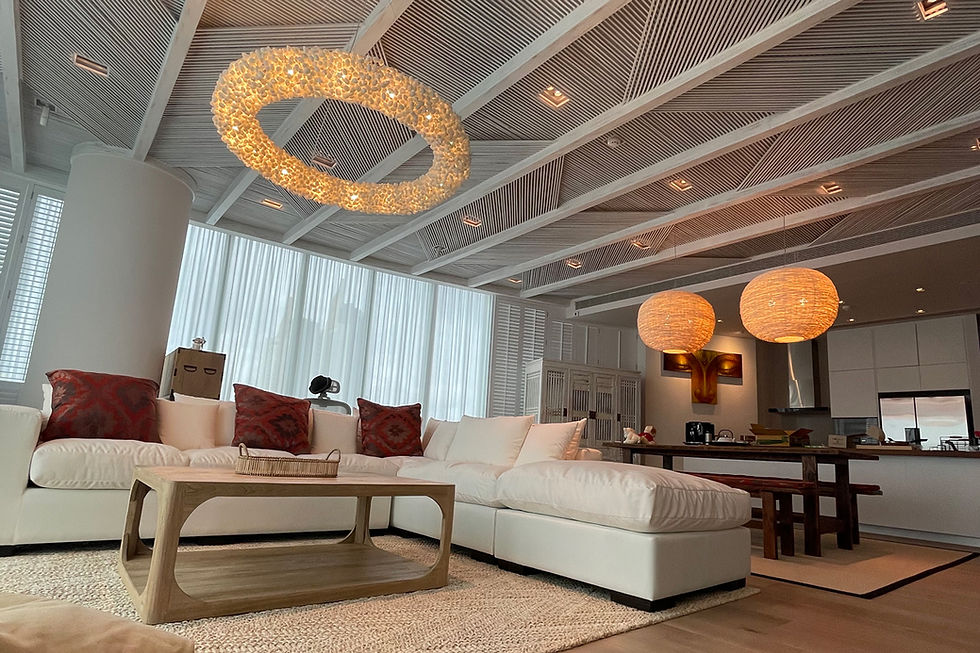 White Crown pendant light in living room.jpg