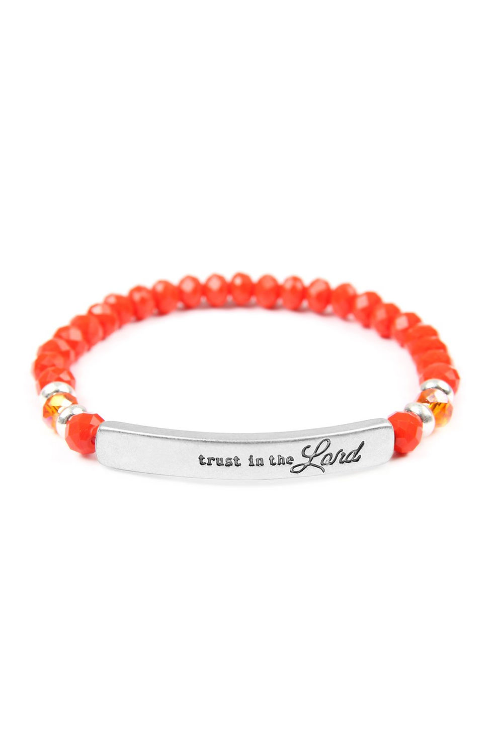 Thumbnail: 83594 - "Trust in the Lord" 6mm Glass Beads Stretch Bracelet