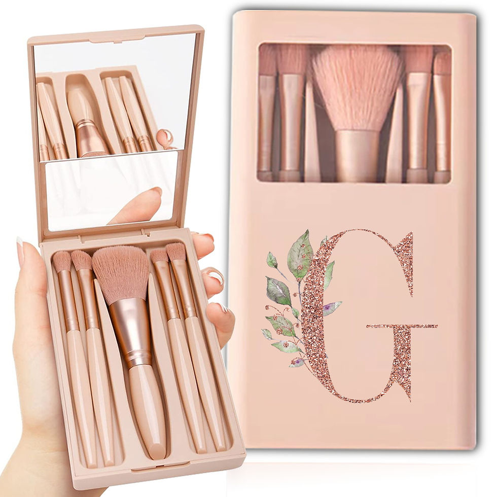 Thumbnail: 5pcs Travel Cosmetic Brush Kit With Mirror Makeup Brush Set Bag Portable Organiz