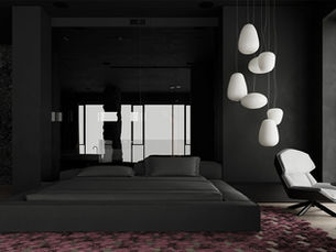An all black bedroom furniture