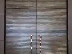 bronze exterior pivot double door