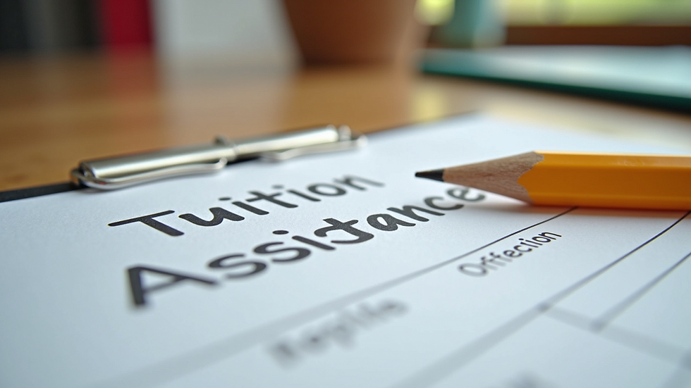 Close-up view of preschool tuition assistance application form
