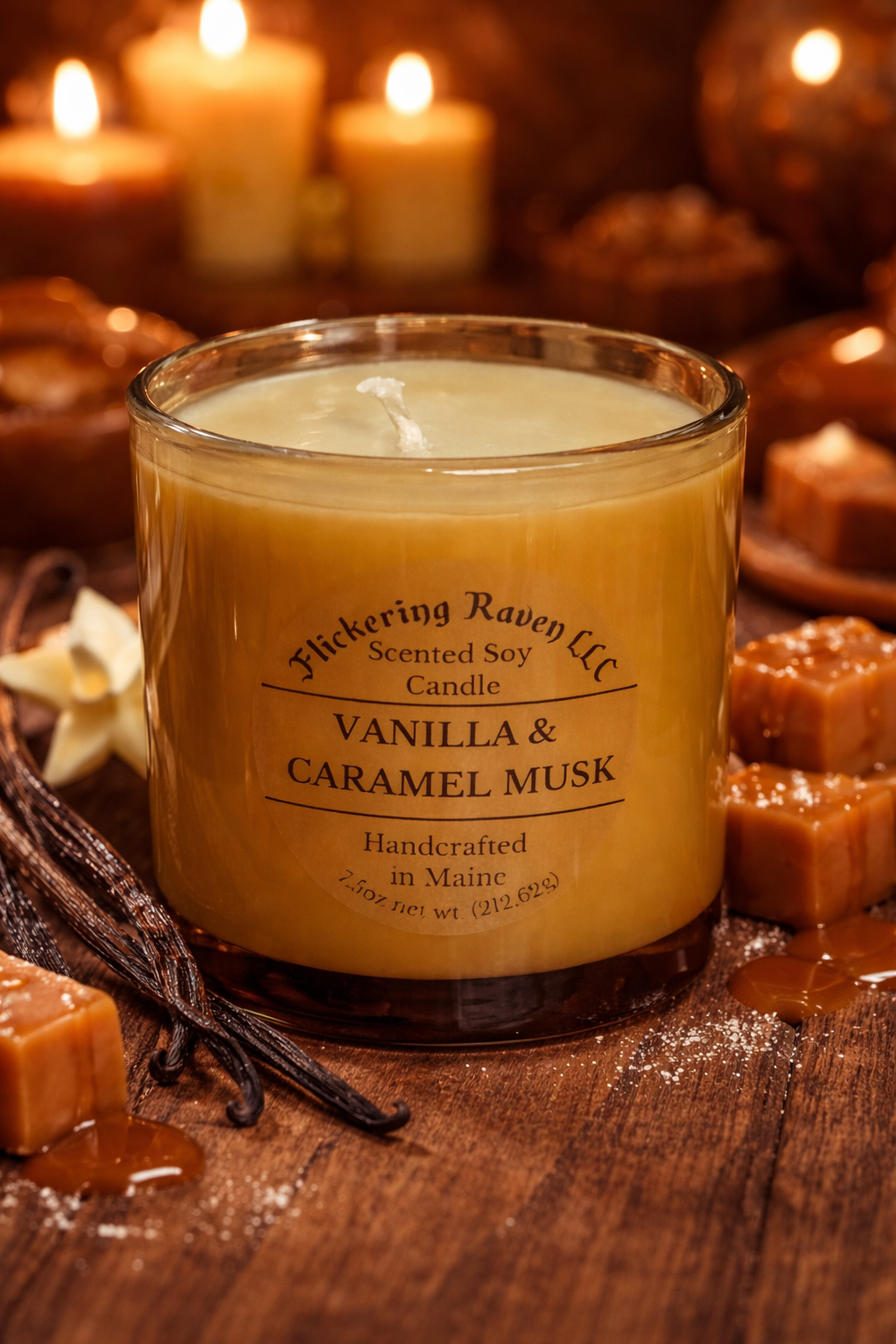 Vanilla & Caramel Musk Scented Soy Candle