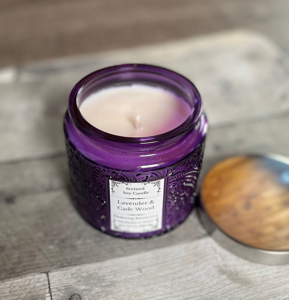 lavender cade wood scented soy candle