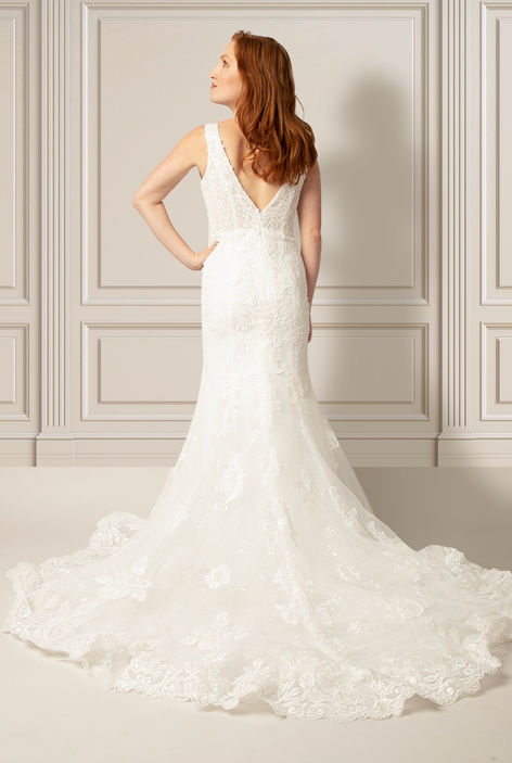 Back view of the Antoinette Wedding Gown by Darryl Jagga Bridal, a New York wedding gown designer.