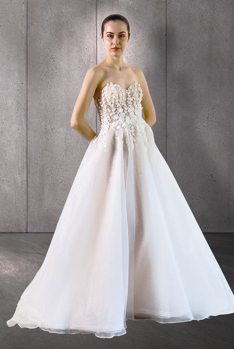 Front View of the Catalina Wedding Dress by Darryl Jagga Bridal, a New York wedding gown designer.