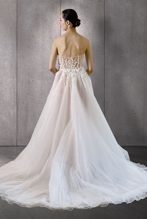 Back View of the Catalina Wedding Dress by Darryl Jagga Bridal, a New York wedding gown designer.