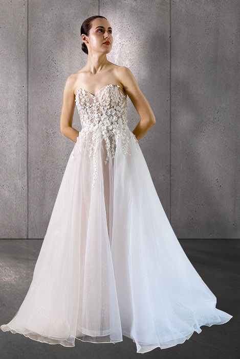 Front View of the Catalina Wedding Dress by Darryl Jagga Bridal, a New York wedding gown designer.