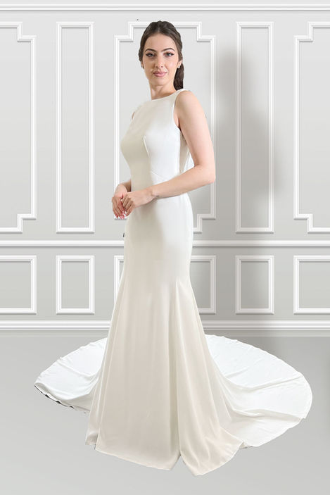 Side view of the Anne Wedding Gown by Darryl Jagga Bridal, a New York wedding gown designer.