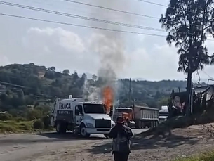 Indignación en Xonacatlán: pobladores prenden fuego a camión de basura de Toluca