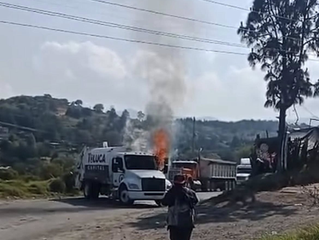 Indignación en Xonacatlán: pobladores prenden fuego a camión de basura de Toluca