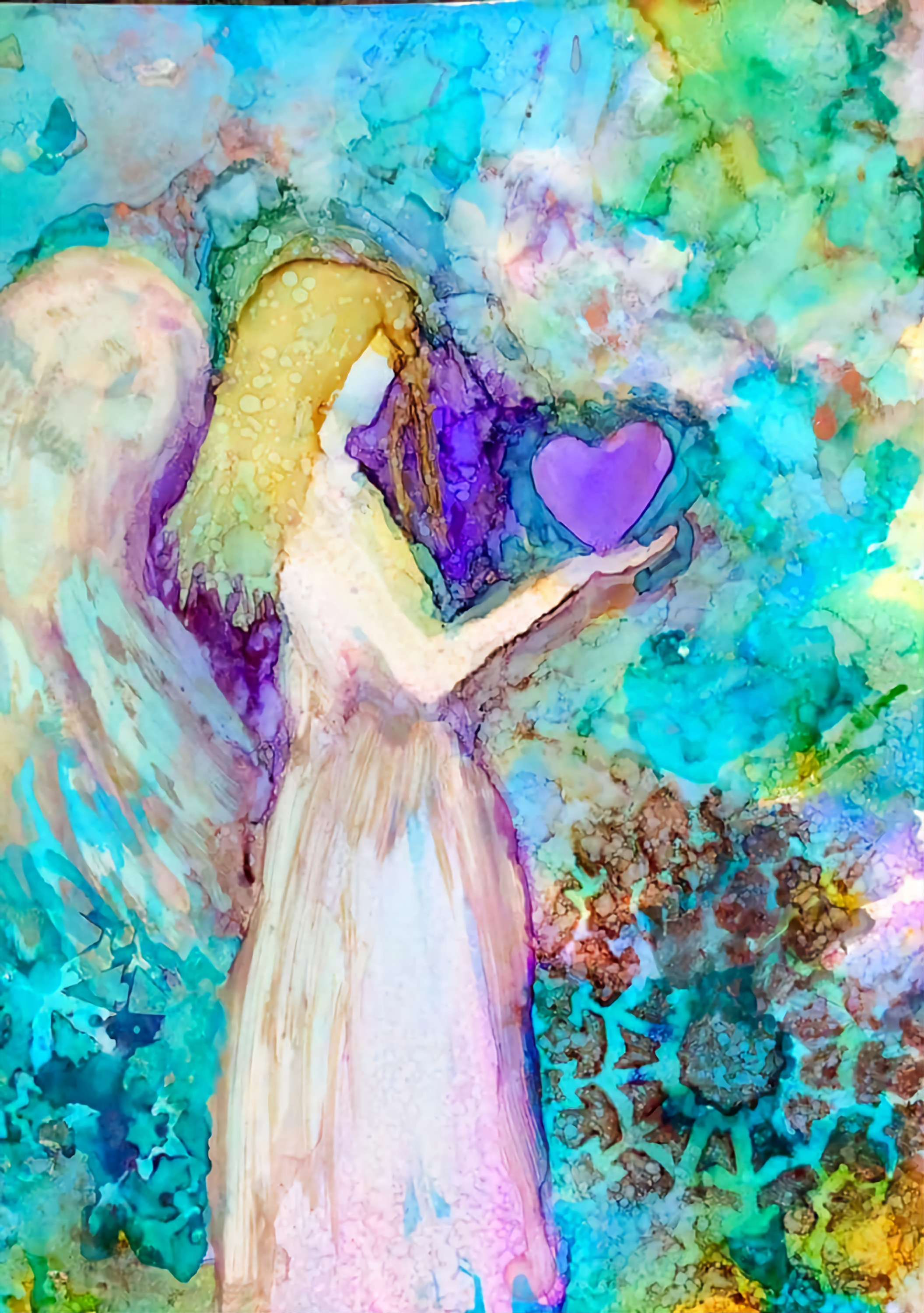 "Purple heart Angel" print Size A4-A3