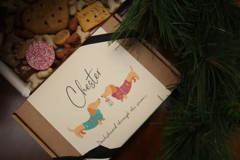 Personalised Christmas Dachshund Treat Box   