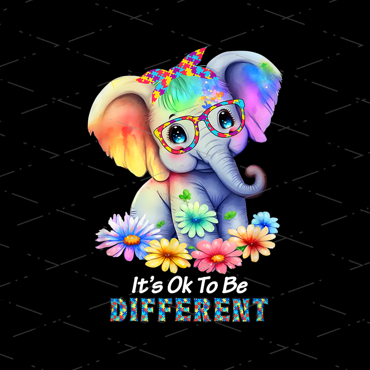Autism Elephant Calf It's Ok To Be Different Autism Awareness Month Elephant sublimation design