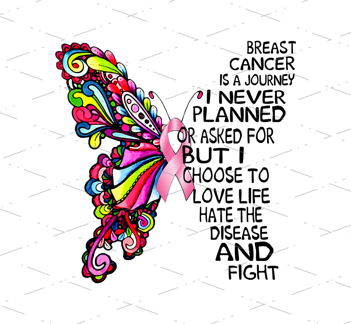 Breast Cancer Is A Journey I Never Planned Or Asked For But I Choose To Love Life Hate The Disease, Pink Ribbon PNG file