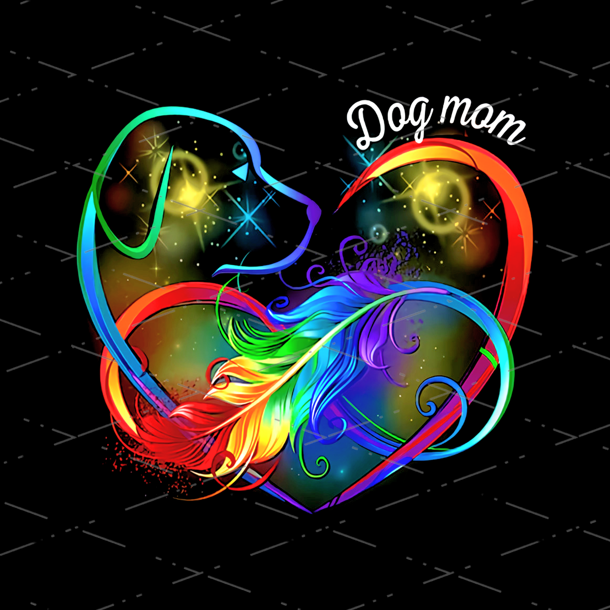 Dog Mom, Heart Infinity With Rainbow Sublimation Designs, PNG File