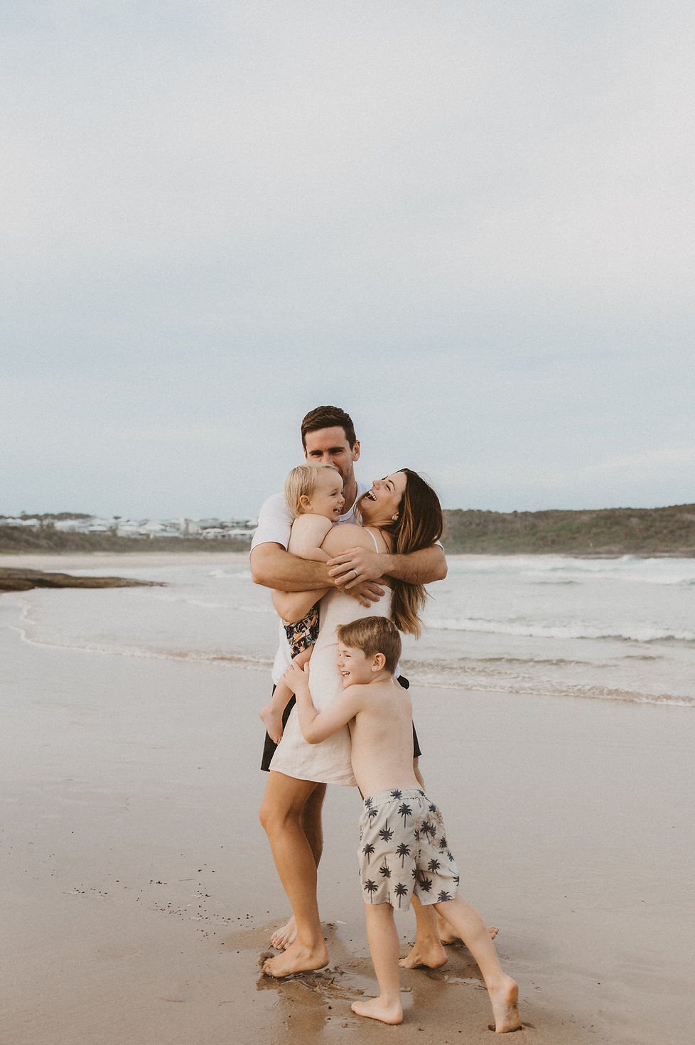 family at central coast nsw beach