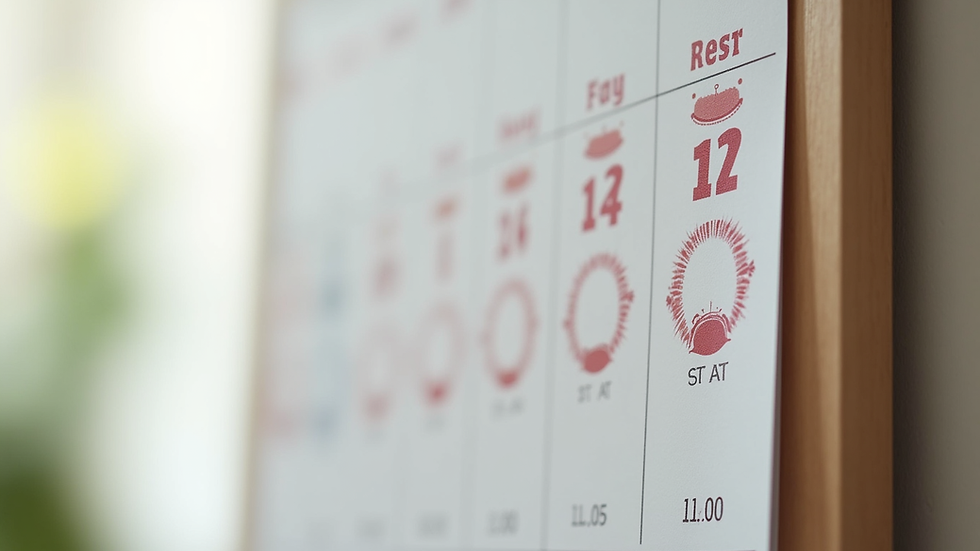 Close-up view of a pregnancy calendar marking the first trimester