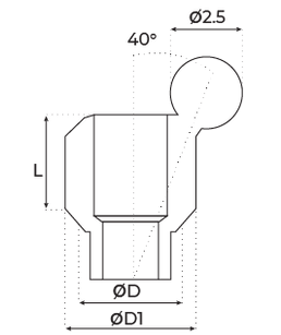 ANGULATED 40° BALL ATTACHMENT