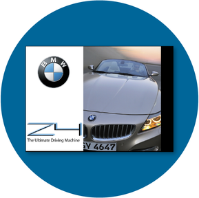 Promotional booklet design for the BMW Z4 featuring clean layouts, bold automotive photography, and a minimal, high-end aesthetic.