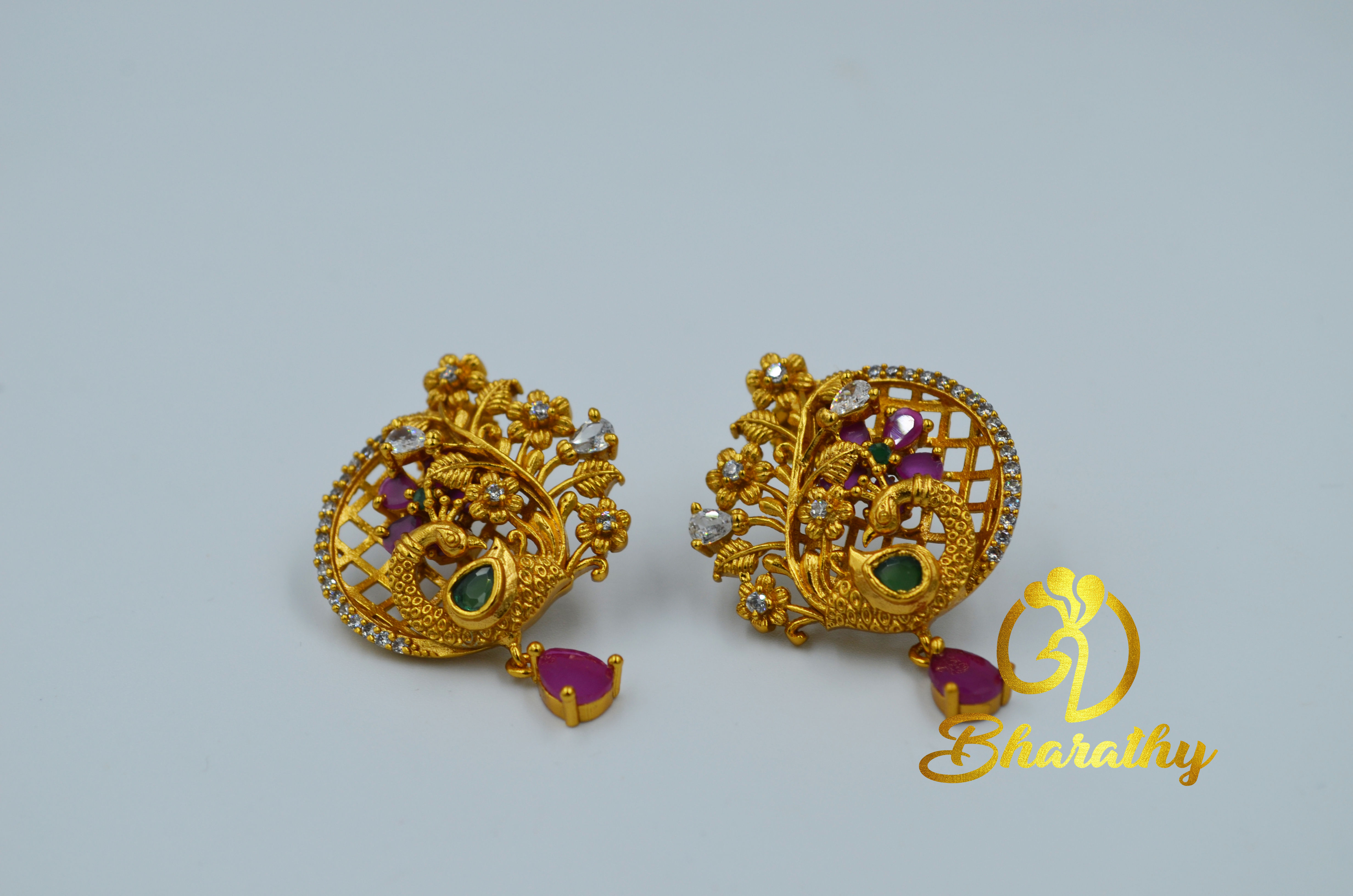 Gold Plated, Peacock Stud earrings