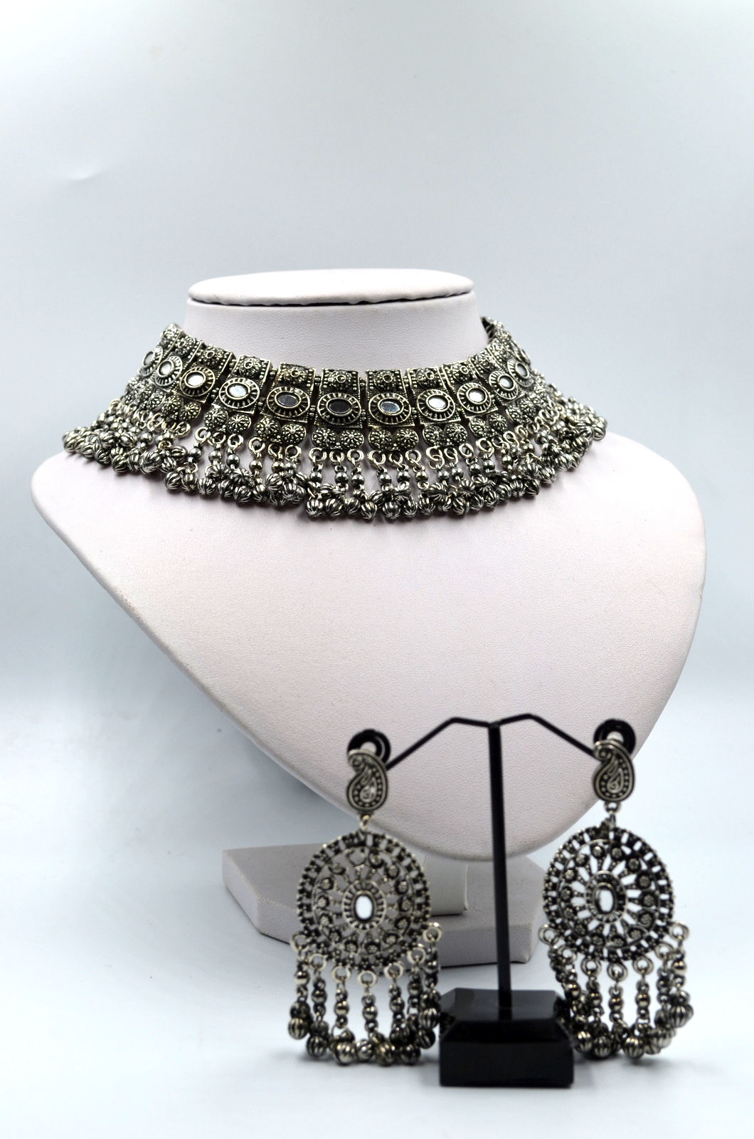 Oxidised Chocker necklace with Matching earrings