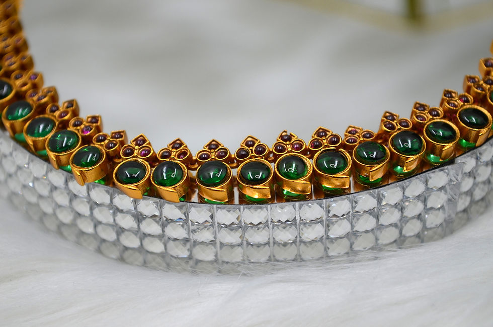 Thumbnail: Red & Green Kempu Stone Mango Necklace